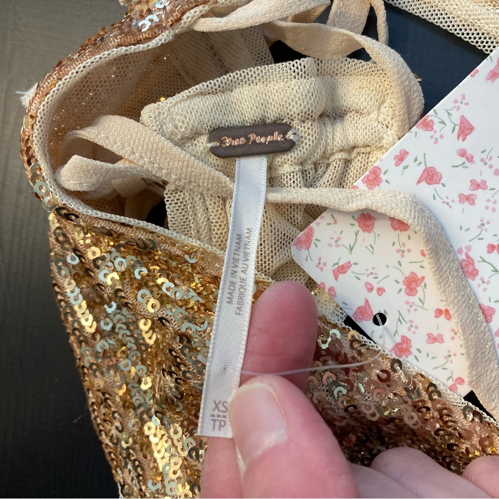 NWT Free People Dazzle the Night Gold Sequin Halter Top - Picture 8 of 9